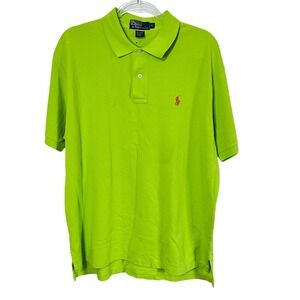 Polo Ralph Lauren Polo Shirt Mens XL Lime Green Short Sleeve Cotton Red Pony